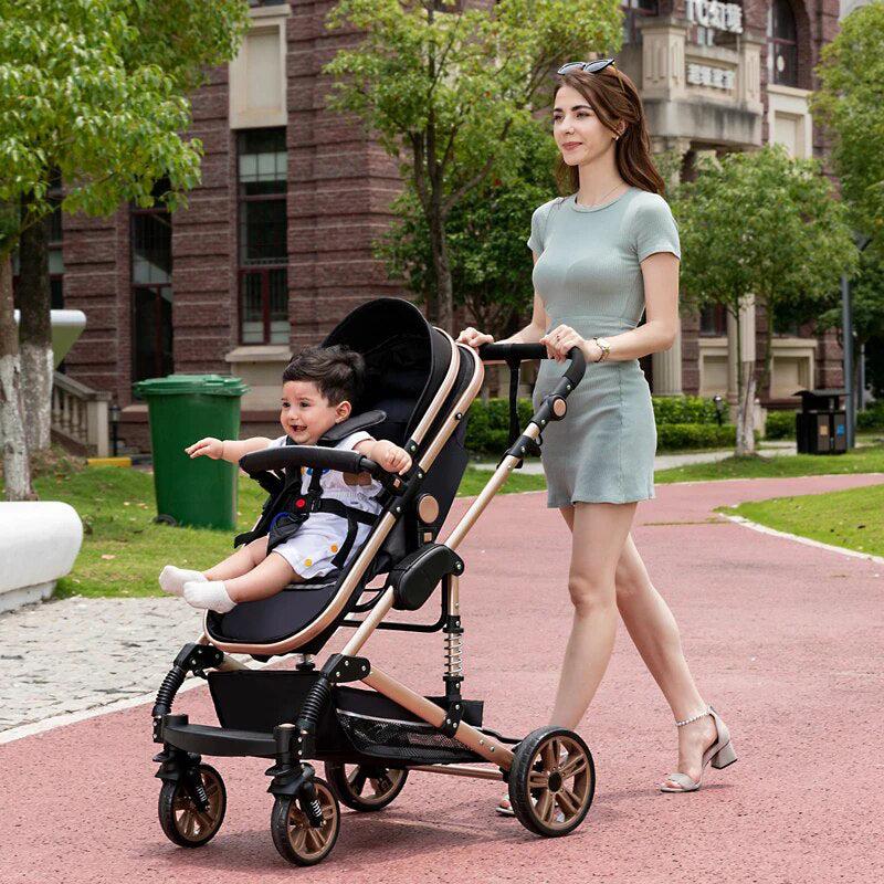 black gold luxury 3 in 1 stroller