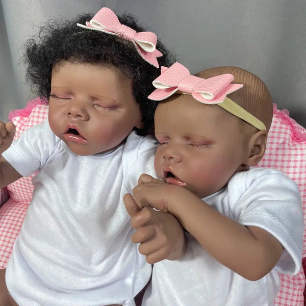 43CM Finished Reborn Baby Doll Twins African American Dark Skin Girl Premature Baby Collectible Art Doll Best Gift For Kids-Maternity Miracles - Mom & Baby Gifts