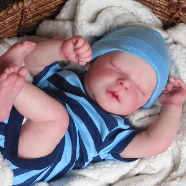 17Inch Finished Reborn Baby Doll Vinyl Newborn Lifelike Sleeping Doll 3D Skin Tone Veins With Doll Accessories-Maternity Miracles - Mom & Baby Gifts