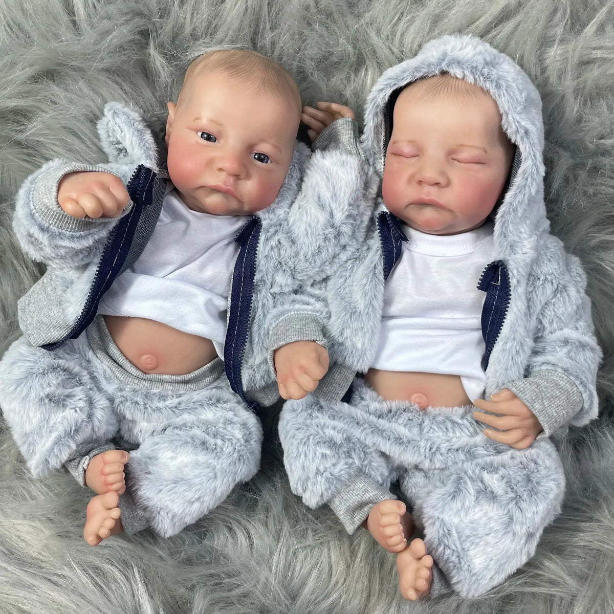 17inch Levi Twins Reborn Baby Doll Full Vinyl Body Washable Boy or Girls 3D Painted Skin Visible Veins Newborn Doll Toy Figure-Maternity Miracles - Mom & Baby Gifts