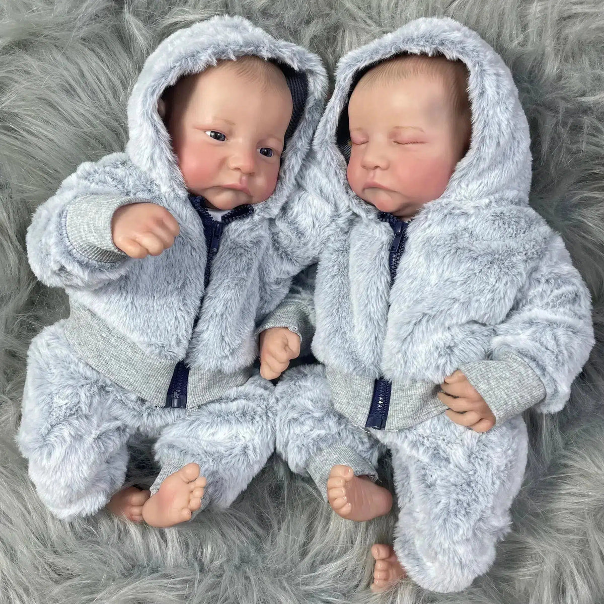 17inch Levi Twins Reborn Baby Doll Full Vinyl Body Washable Boy or Girls 3D Painted Skin Visible Veins Newborn Doll Toy Figure-Maternity Miracles - Mom & Baby Gifts