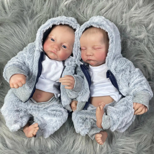 17inch Levi Twins Reborn Baby Doll Full Vinyl Body Washable Boy or Girls 3D Painted Skin Visible Veins Newborn Doll Toy Figure-Maternity Miracles - Mom & Baby Gifts