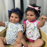 19Inch African American Doll Maddie Twins Full Silicone Vinyl Girl Washable Dark Skin Reborn Baby Handmade Rooted Hair Toy Gift-Maternity Miracles - Mom & Baby Gifts