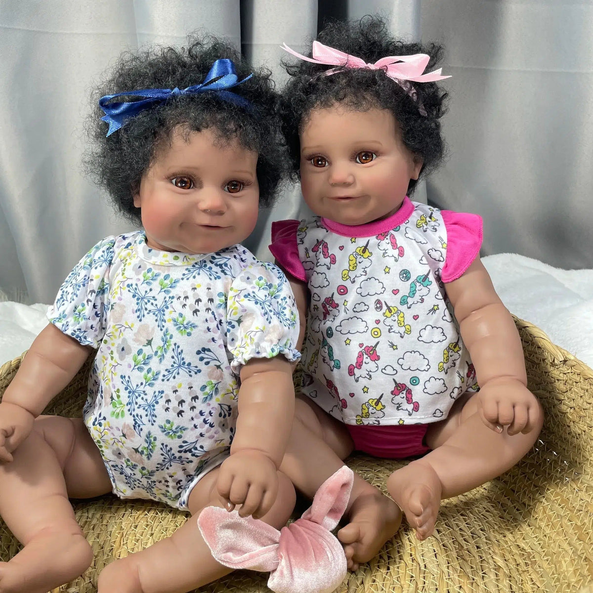 19Inch African American Doll Maddie Twins Full Silicone Vinyl Girl Washable Dark Skin Reborn Baby Handmade Rooted Hair Toy Gift-Maternity Miracles - Mom & Baby Gifts