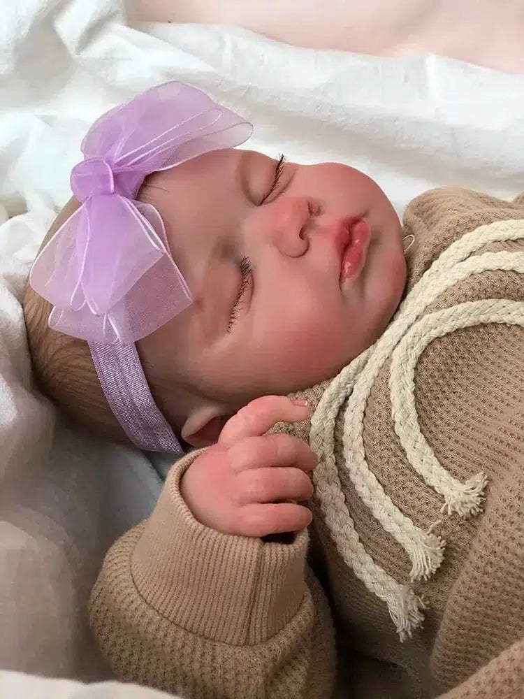 49CM Already Finished Painted Bebe Reborn Doll LouLou Newborn Sleeping Doll Soft Vinyl 3D Skin Tone Visible Veins Gift For Girls-Maternity Miracles - Mom & Baby Gifts