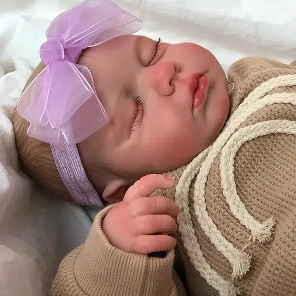 49CM Already Finished Painted Bebe Reborn Doll LouLou Newborn Sleeping Doll Soft Vinyl 3D Skin Tone Visible Veins Gift For Girls-Maternity Miracles - Mom & Baby Gifts