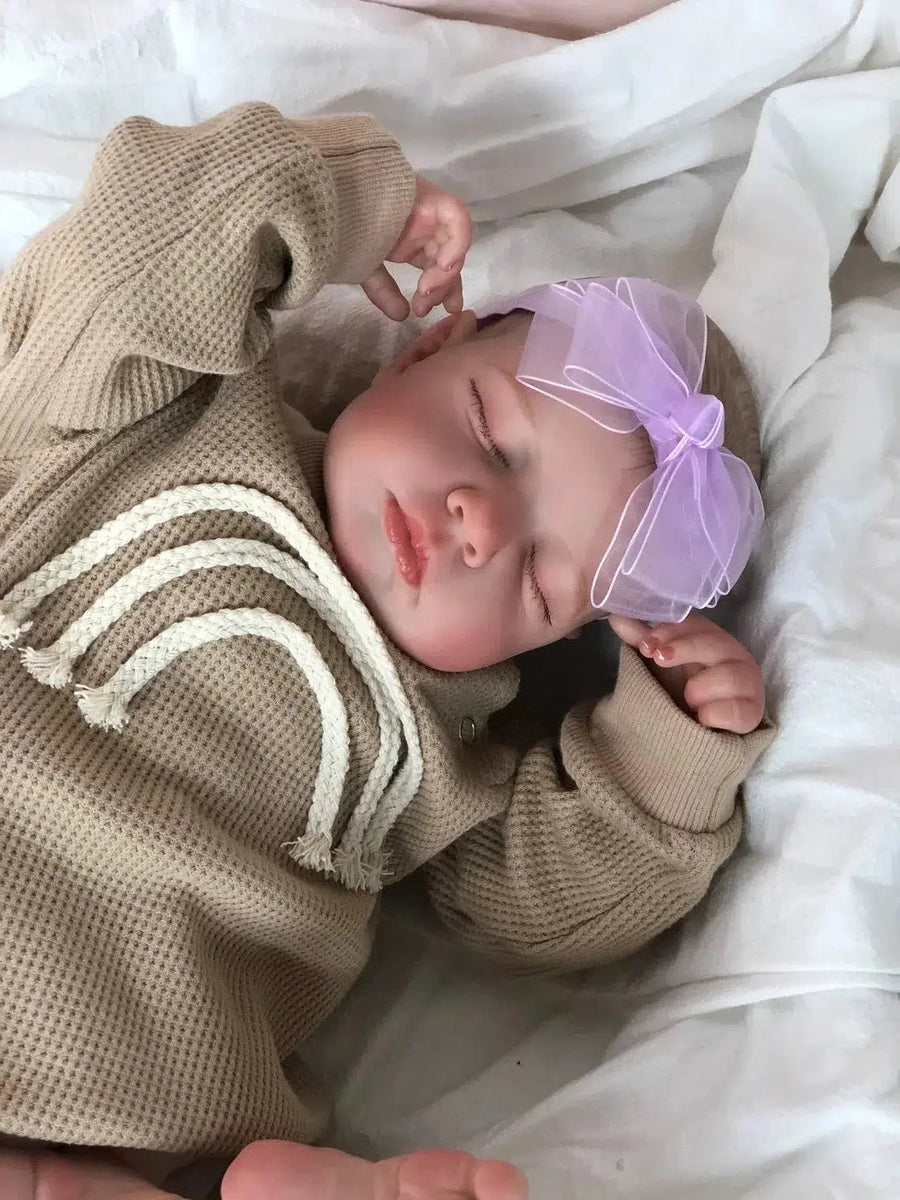 49CM Already Finished Painted Bebe Reborn Doll LouLou Newborn Sleeping Doll Soft Vinyl 3D Skin Tone Visible Veins Gift For Girls-Maternity Miracles - Mom & Baby Gifts