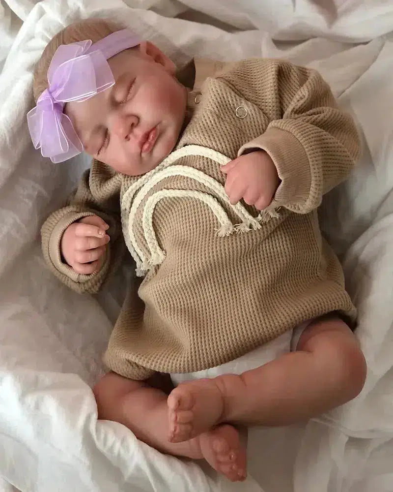 49CM Already Finished Painted Bebe Reborn Doll LouLou Newborn Sleeping Doll Soft Vinyl 3D Skin Tone Visible Veins Gift For Girls-Maternity Miracles - Mom & Baby Gifts