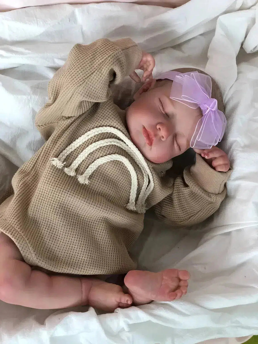 49CM Already Finished Painted Bebe Reborn Doll LouLou Newborn Sleeping Doll Soft Vinyl 3D Skin Tone Visible Veins Gift For Girls-Maternity Miracles - Mom & Baby Gifts