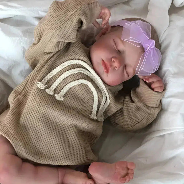 49CM Already Finished Painted Bebe Reborn Doll LouLou Newborn Sleeping Doll Soft Vinyl 3D Skin Tone Visible Veins Gift For Girls-Maternity Miracles - Mom & Baby Gifts