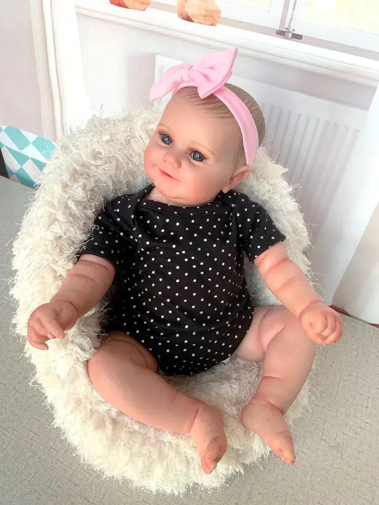 19Inch Already Finished Reborn Baby Doll Maddie Smile Girl Handmade 3D Skin Visible Veins Art Collection Doll Toy Figure Gift-Maternity Miracles - Mom & Baby Gifts