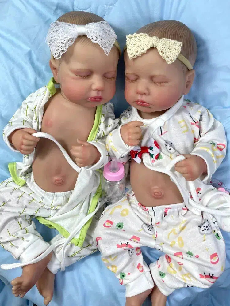 20Inch Already Painted Reborn Doll LouLou Twins Full Vinyl Body Washable 3D Skin Visible Veins Lifelike Newborn Toy For Girls-Maternity Miracles - Mom & Baby Gifts