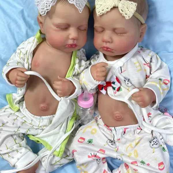 20Inch Already Painted Reborn Doll LouLou Twins Full Vinyl Body Washable 3D Skin Visible Veins Lifelike Newborn Toy For Girls-Maternity Miracles - Mom & Baby Gifts