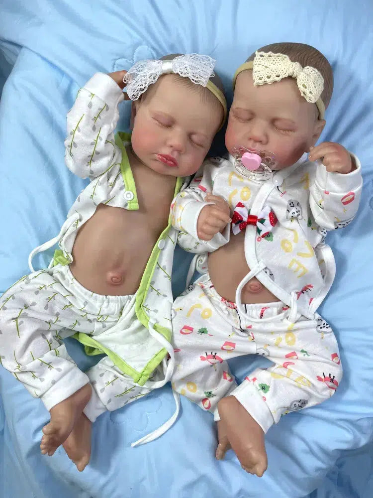 20Inch Already Painted Reborn Doll LouLou Twins Full Vinyl Body Washable 3D Skin Visible Veins Lifelike Newborn Toy For Girls-Maternity Miracles - Mom & Baby Gifts