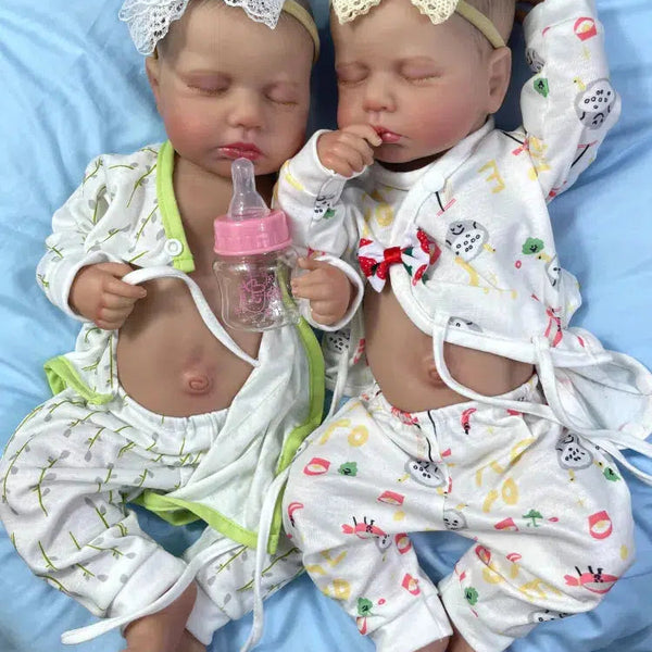 20Inch Already Painted Reborn Doll LouLou Twins Full Vinyl Body Washable 3D Skin Visible Veins Lifelike Newborn Toy For Girls-Maternity Miracles - Mom & Baby Gifts