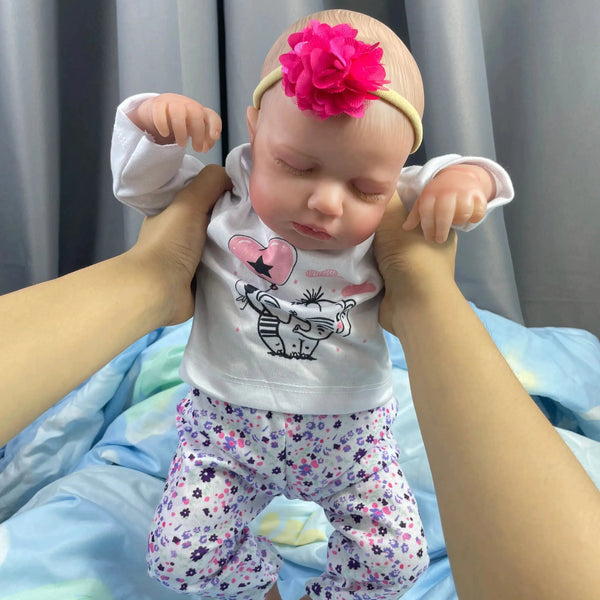 50CM Finished Reborn Baby Dolls LouLou Sleeping Girl Lifelike Silicone Vinyl Newborn 3D Skin Visible Veins DIY Toys For Girls-Maternity Miracles - Mom & Baby Gifts