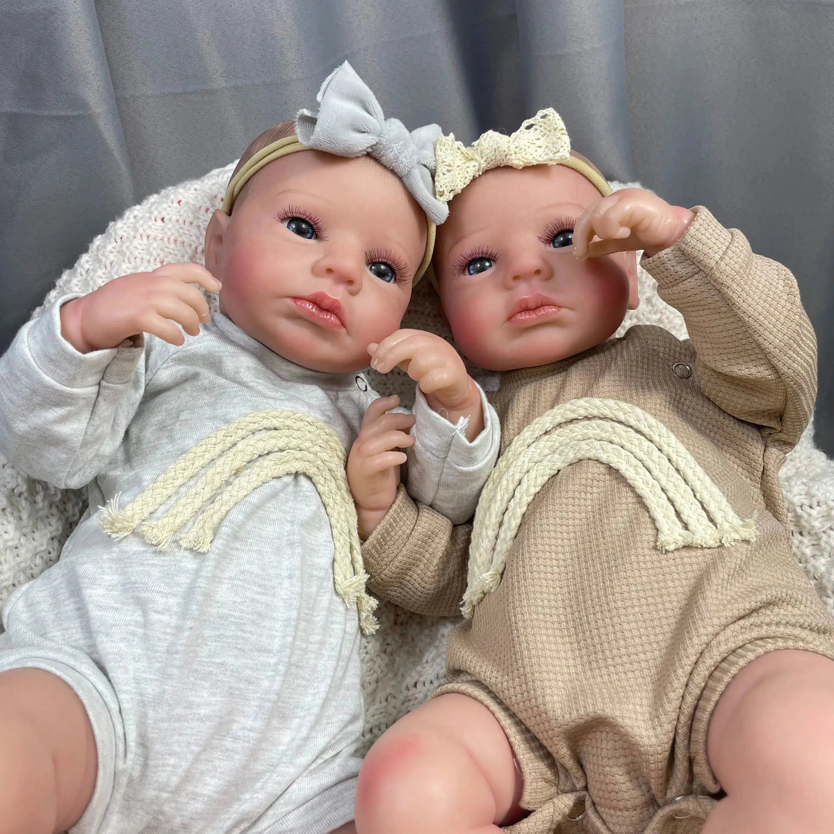 50CM Finished Reborn Baby Dolls LouLou Awake Twins Girl Lifelike Silicone Vinyl Newborn 3D Skin Visible Veins DIY Toys For Girls-Maternity Miracles - Mom & Baby Gifts