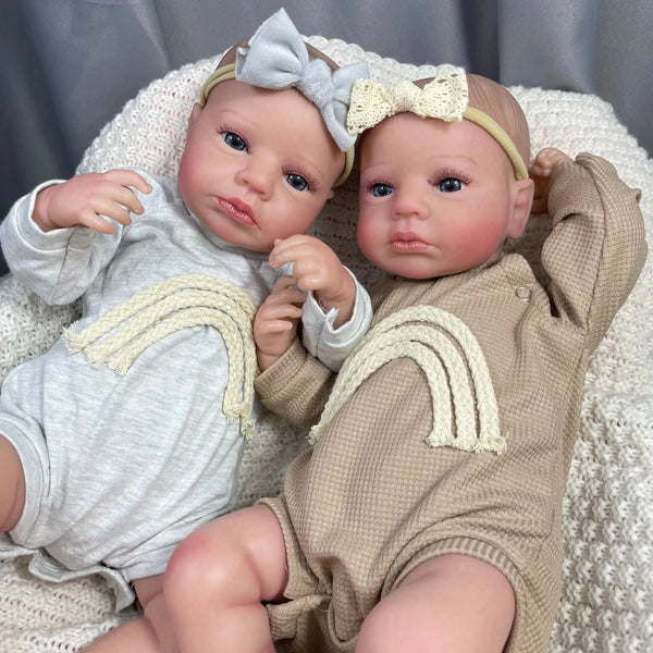 50CM Finished Reborn Baby Dolls LouLou Awake Twins Girl Lifelike Silicone Vinyl Newborn 3D Skin Visible Veins DIY Toys For Girls-Maternity Miracles - Mom & Baby Gifts