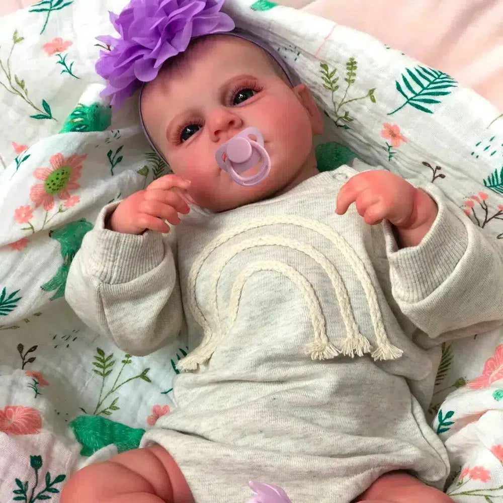 50CM Lifelike Finished Reborn Doll LouLou Awake Soft Touch Cuddly Newborn with 3D Painted Skin Visible Veins DIY Toy Figure-Maternity Miracles - Mom & Baby Gifts