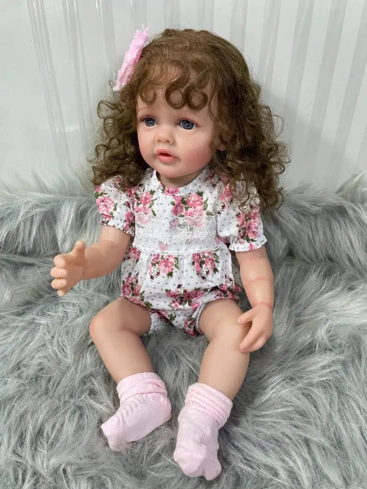 55cm Lifelike Reborn Baby Girl Betty Doll Soft Silicone Vinyl Long Brown Hair Realistic Princess Toddler Bebe Birthday Gift-Maternity Miracles - Mom & Baby Gifts