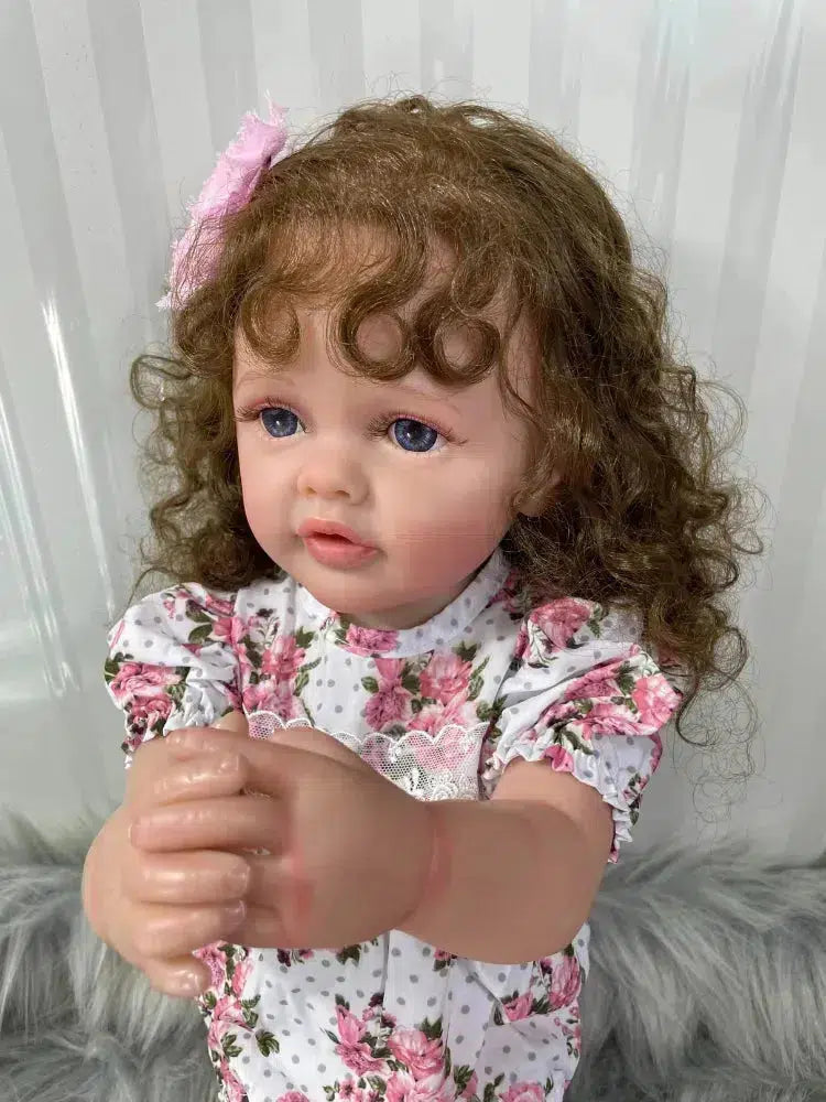 55cm Lifelike Reborn Baby Girl Betty Doll Soft Silicone Vinyl Long Brown Hair Realistic Princess Toddler Bebe Birthday Gift-Maternity Miracles - Mom & Baby Gifts