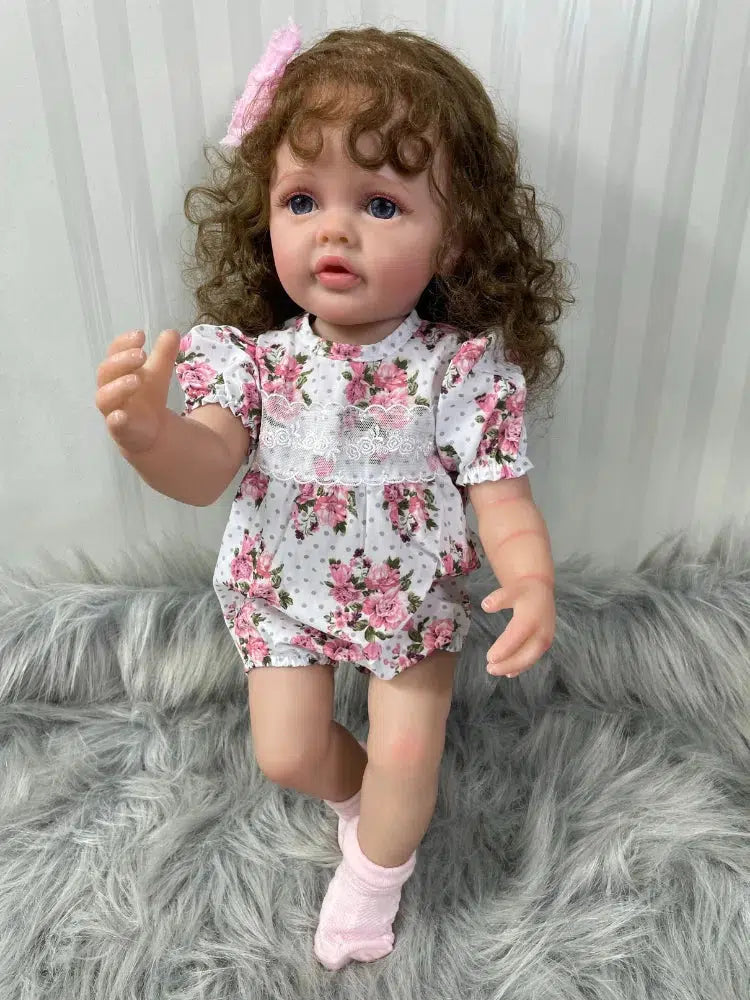 55cm Lifelike Reborn Baby Girl Betty Doll Soft Silicone Vinyl Long Brown Hair Realistic Princess Toddler Bebe Birthday Gift-Maternity Miracles - Mom & Baby Gifts