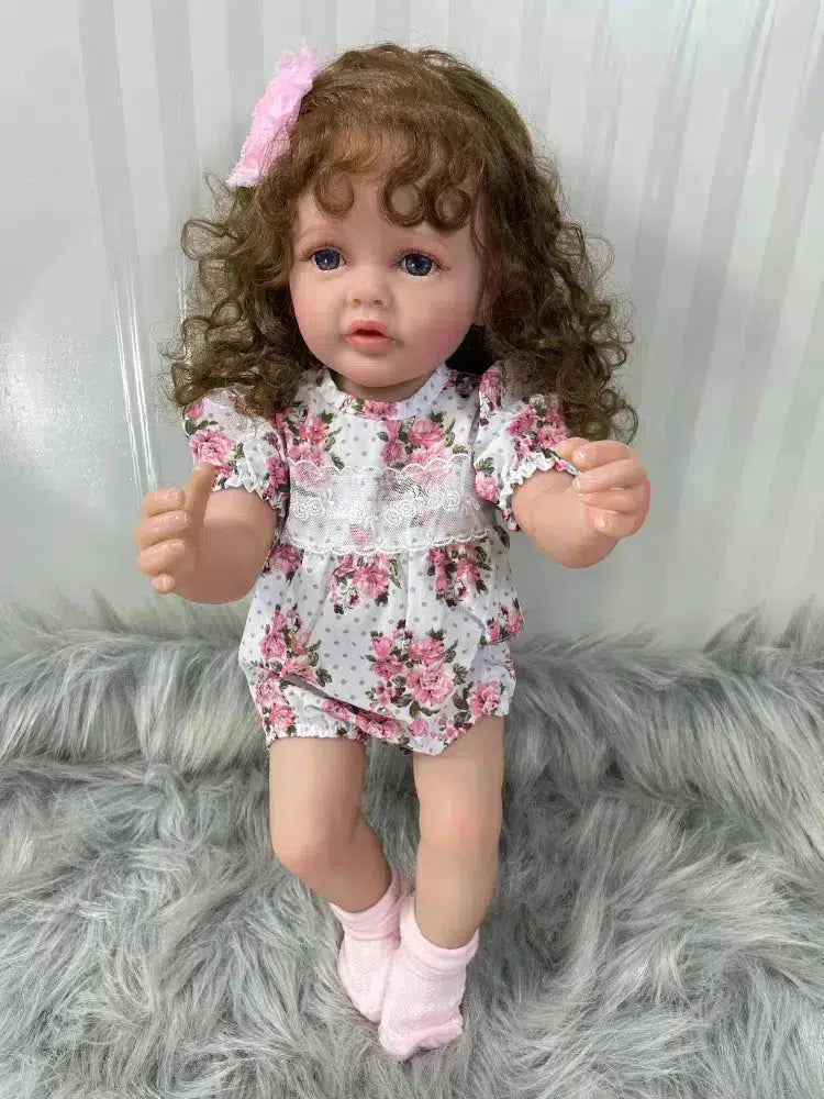 55cm Lifelike Reborn Baby Girl Betty Doll Soft Silicone Vinyl Long Brown Hair Realistic Princess Toddler Bebe Birthday Gift-Maternity Miracles - Mom & Baby Gifts