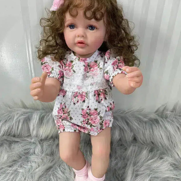 55cm Lifelike Reborn Baby Girl Betty Doll Soft Silicone Vinyl Long Brown Hair Realistic Princess Toddler Bebe Birthday Gift-Maternity Miracles - Mom & Baby Gifts