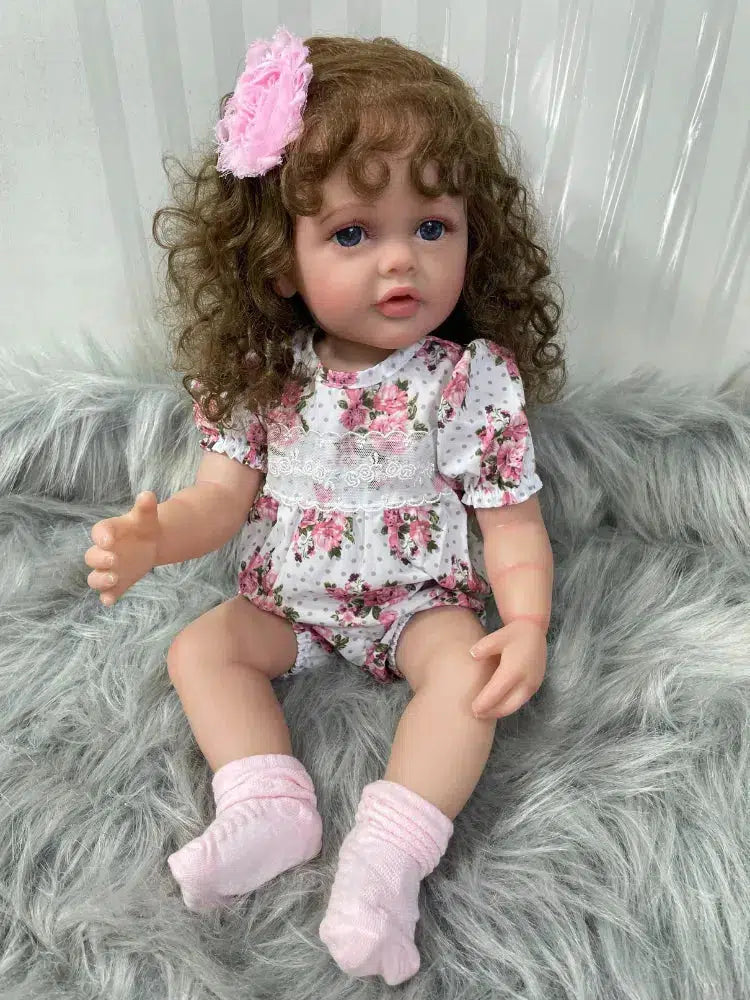 55cm Lifelike Reborn Baby Girl Betty Doll Soft Silicone Vinyl Long Brown Hair Realistic Princess Toddler Bebe Birthday Gift-Maternity Miracles - Mom & Baby Gifts