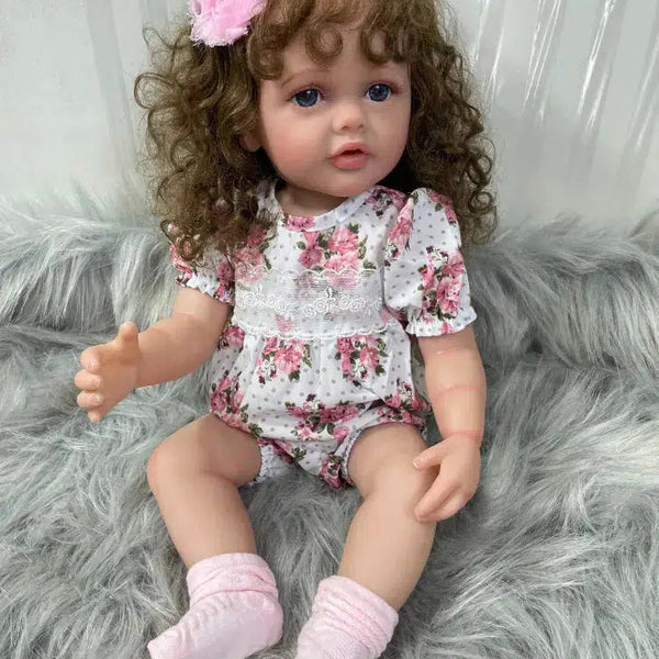 55cm Lifelike Reborn Baby Girl Betty Doll Soft Silicone Vinyl Long Brown Hair Realistic Princess Toddler Bebe Birthday Gift-Maternity Miracles - Mom & Baby Gifts