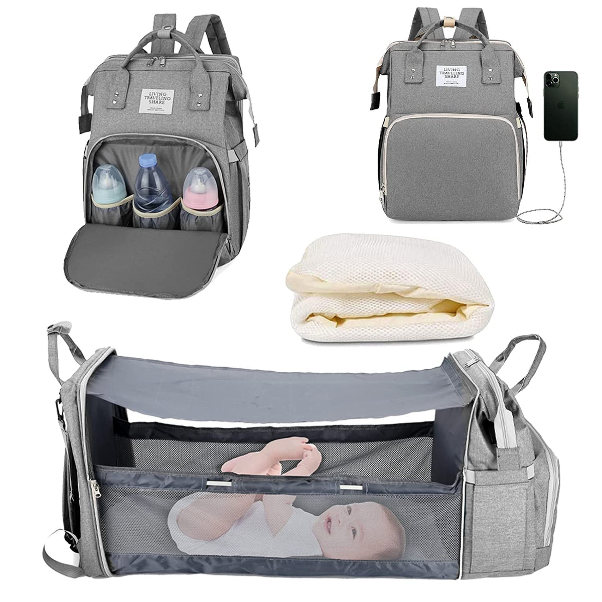 3-in-1 Luxury Mom Travel Baby Diaper Bag-Maternity Miracles - Mom & Baby Gifts