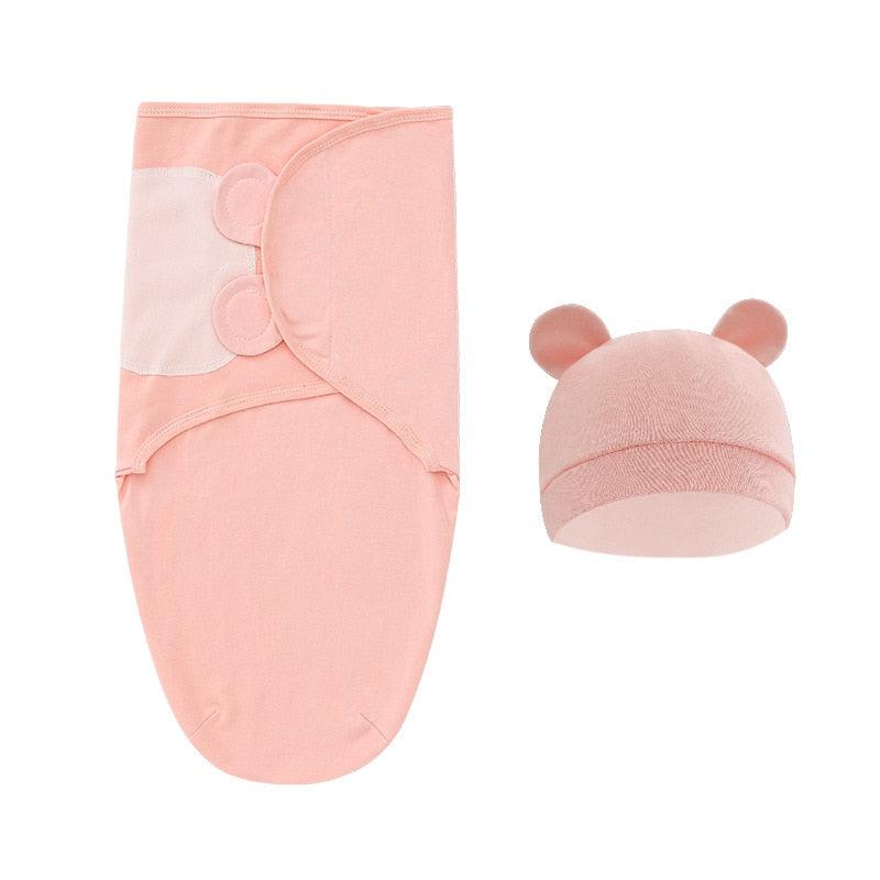 2PCS Cotton Newborn Sleepsack Baby Swaddle Blanket Wrap Hat Set Infant Adjustable New Born Sleeping Bag Muslin Blankets 0-6M-Maternity Miracles - Mom & Baby Gifts