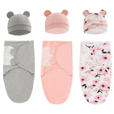 2PCS Cotton Newborn Sleepsack Baby Swaddle Blanket Wrap Hat Set Infant Adjustable New Born Sleeping Bag Muslin Blankets 0-6M-Maternity Miracles - Mom & Baby Gifts