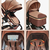 Black/Gold 3-in-1 Baby Stroller Luxury Travel System-Maternity Miracles - Mom & Baby Gifts