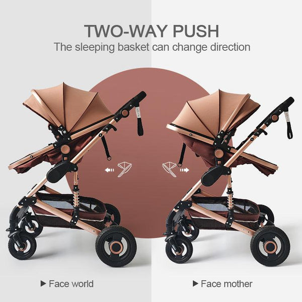 Black/Gold 3-in-1 Baby Stroller Luxury Travel System-Maternity Miracles - Mom & Baby Gifts