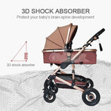 Black/Gold 3-in-1 Baby Stroller Luxury Travel System-Maternity Miracles - Mom & Baby Gifts