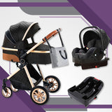 Black/Gold Premium 3-in-1 Baby Stroller-Maternity Miracles - Mom & Baby Gifts