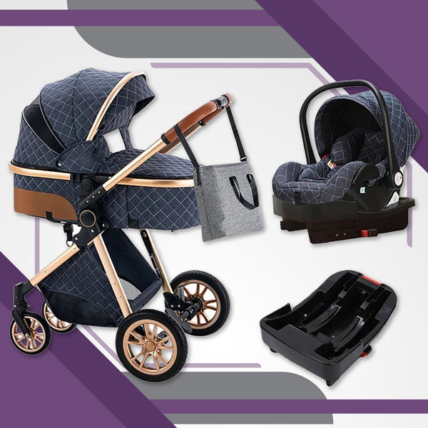 Brilliant Dark Blue Premium 3-in-1 Baby Stroller-Maternity Miracles - Mom & Baby Gifts