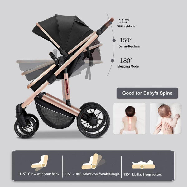 Deluxe 3 in 1 Baby Stroller Travel System-Maternity Miracles - Mom & Baby Gifts