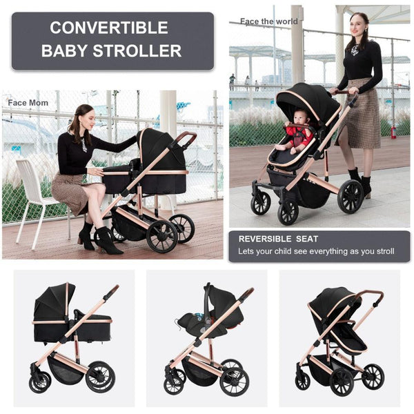 Deluxe 3 in 1 Baby Stroller Travel System-Maternity Miracles - Mom & Baby Gifts