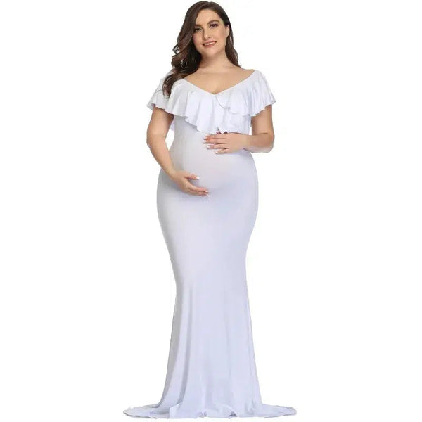 New Maternity Dresses Maternity Photography Props Plus Size Dress Elegant Fancy Cotton Pregnancy Photo Shoot Women Long Dress-Maternity Miracles - Mom & Baby Gifts