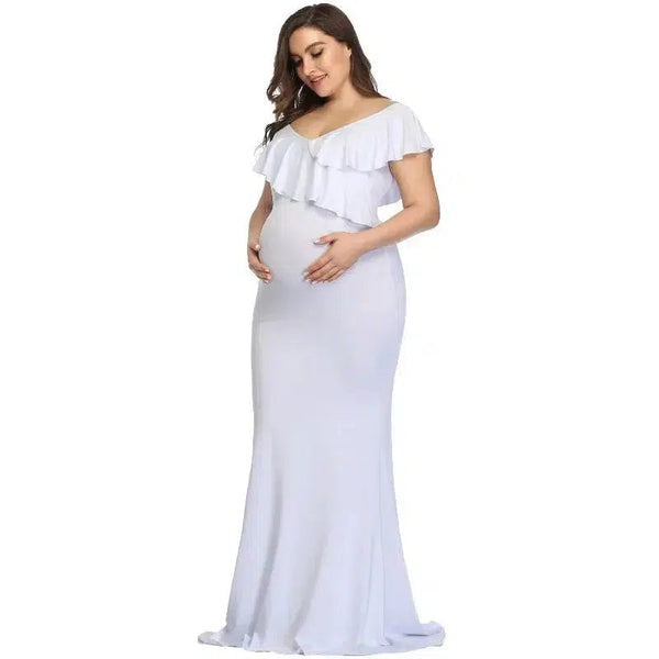 New Maternity Dresses Maternity Photography Props Plus Size Dress Elegant Fancy Cotton Pregnancy Photo Shoot Women Long Dress-Maternity Miracles - Mom & Baby Gifts