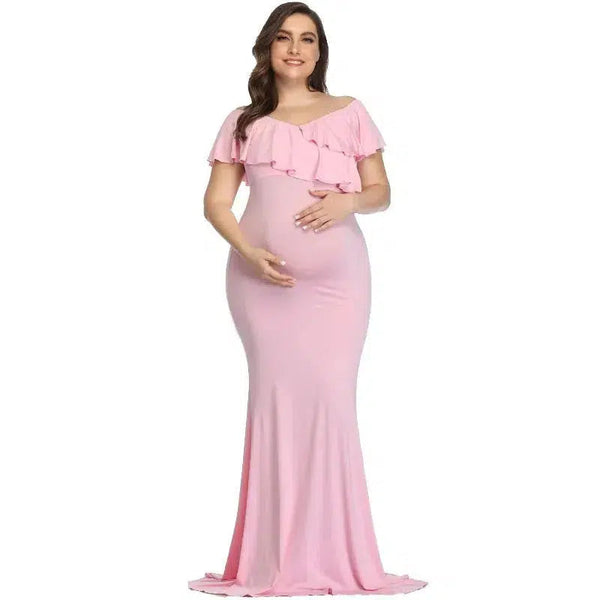 New Maternity Dresses Maternity Photography Props Plus Size Dress Elegant Fancy Cotton Pregnancy Photo Shoot Women Long Dress-Maternity Miracles - Mom & Baby Gifts