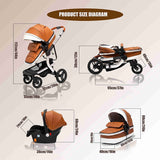 Grandeur Grey 3-in-1 Baby Stroller 2022 Luxury Travel System (Car Seat Base Included)-Maternity Miracles - Mom & Baby Gifts