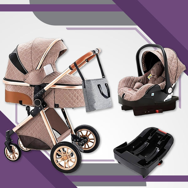 Khaki Premium 3-in-1 Baby Stroller-Maternity Miracles - Mom & Baby Gifts