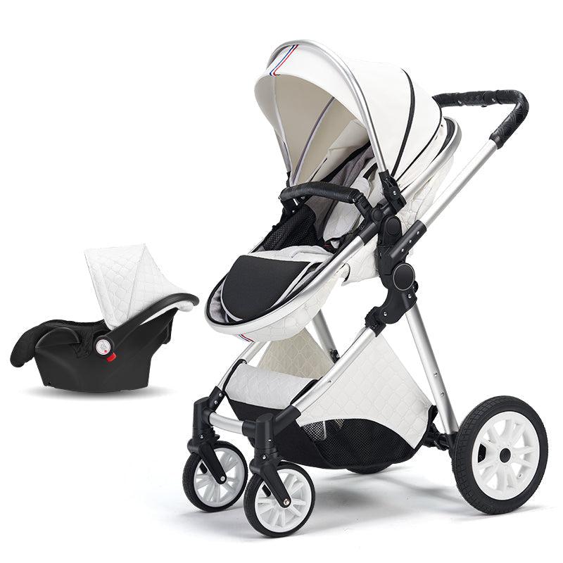 Luxury White 3-In-1 Baby Stroller Premium Travel System-Maternity Miracles - Mom & Baby Gifts