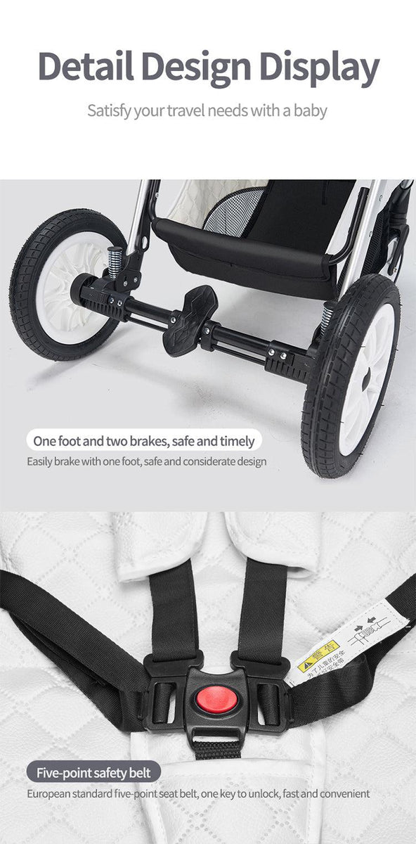 Luxury White 3-In-1 Baby Stroller Premium Travel System-Maternity Miracles - Mom & Baby Gifts