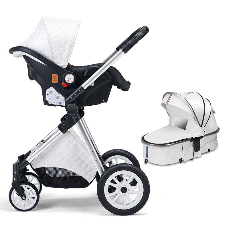 Luxury White 3-In-1 Baby Stroller Premium Travel System-Maternity Miracles - Mom & Baby Gifts