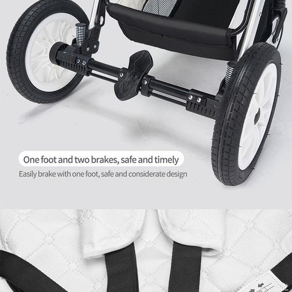 Luxury White 3-In-1 Baby Stroller Premium Travel System-Maternity Miracles - Mom & Baby Gifts