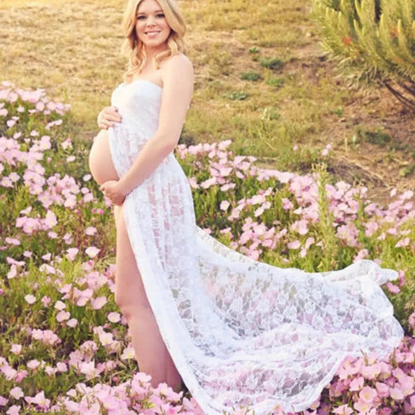 Photography Props Maternity Sexy Lace Maxi Dresses Gown Pregnant Dress Sleeveless Strapless Photo Shoot Summer Dress-Maternity Miracles - Mom & Baby Gifts